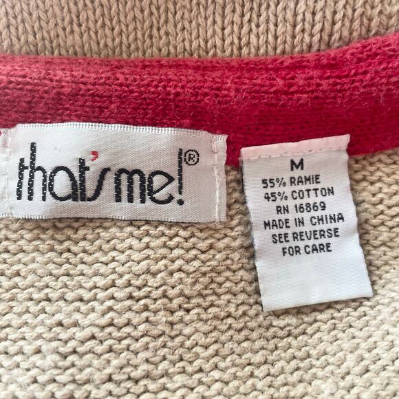 That's Me VTG Sweater Vest Embroidered Bobble Knit Button Front MED Cottagecore - Picture 8 of 9